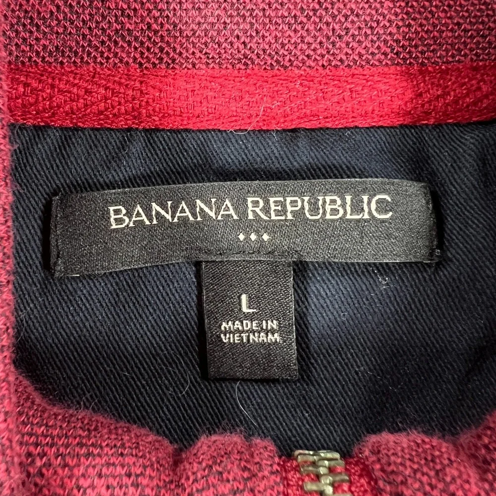 Banana Republic Sweater Mens Large Red Long Sleeve 1/4 Zip Pullover Shirt